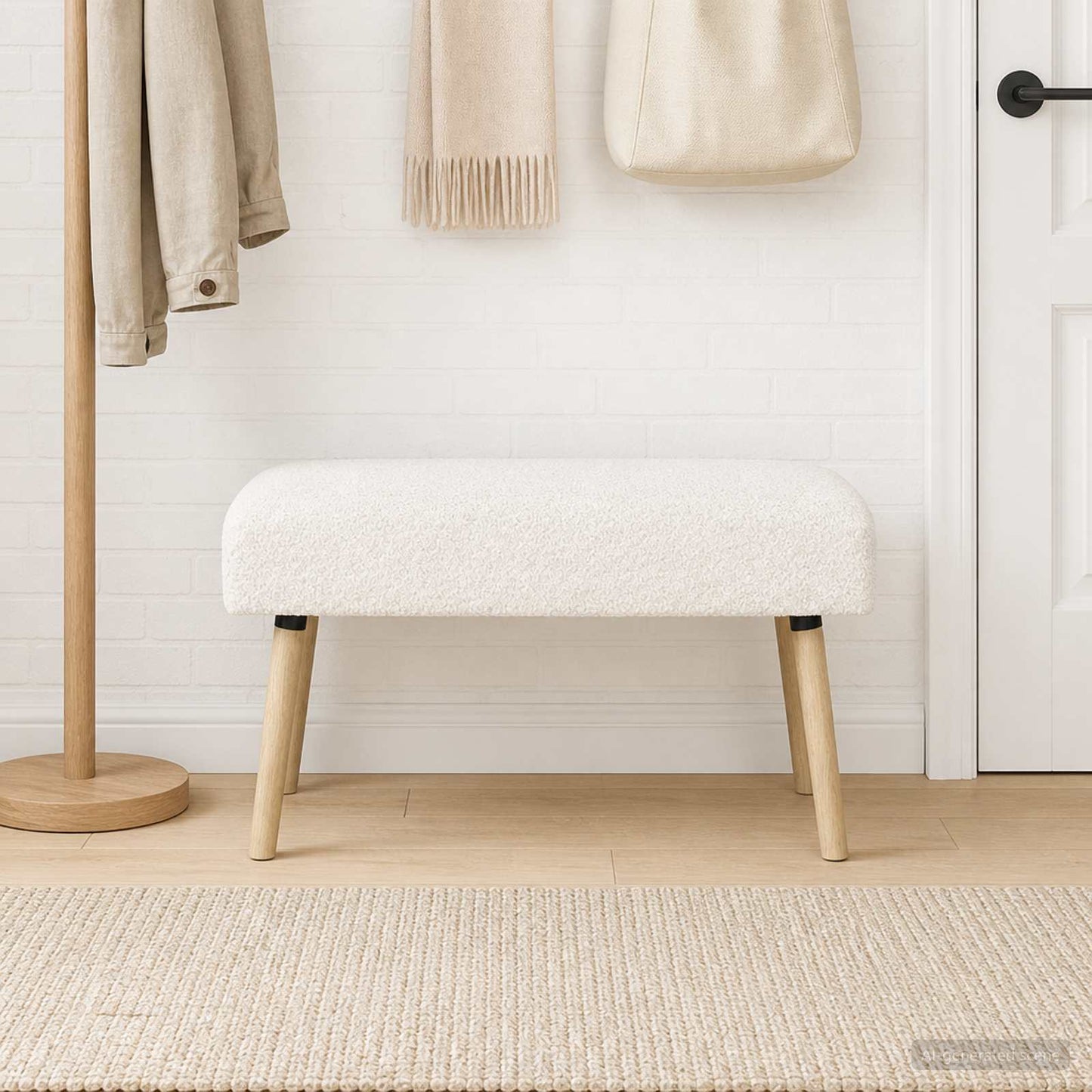 Bank Uni Creme 80 x 40 x 46 cm Bouclé