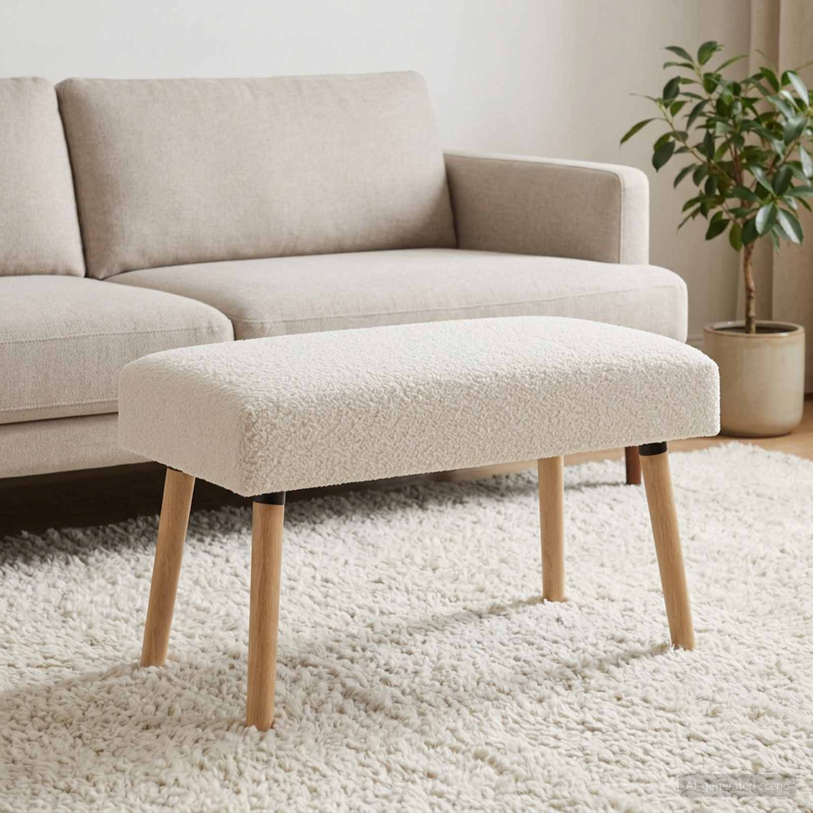 Bank Uni Creme 80 x 40 x 46 cm Bouclé