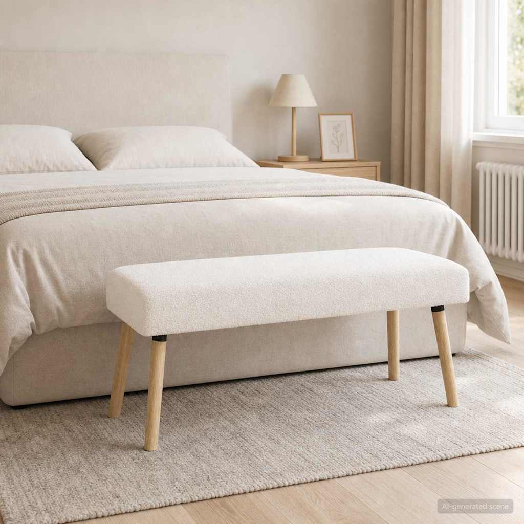 Bank Uni Creme 110 x 40 x 46 cm Bouclé
