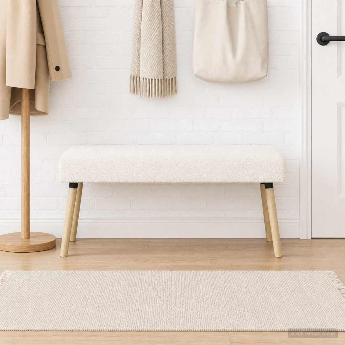 Bank Uni Creme 110 x 40 x 46 cm Bouclé