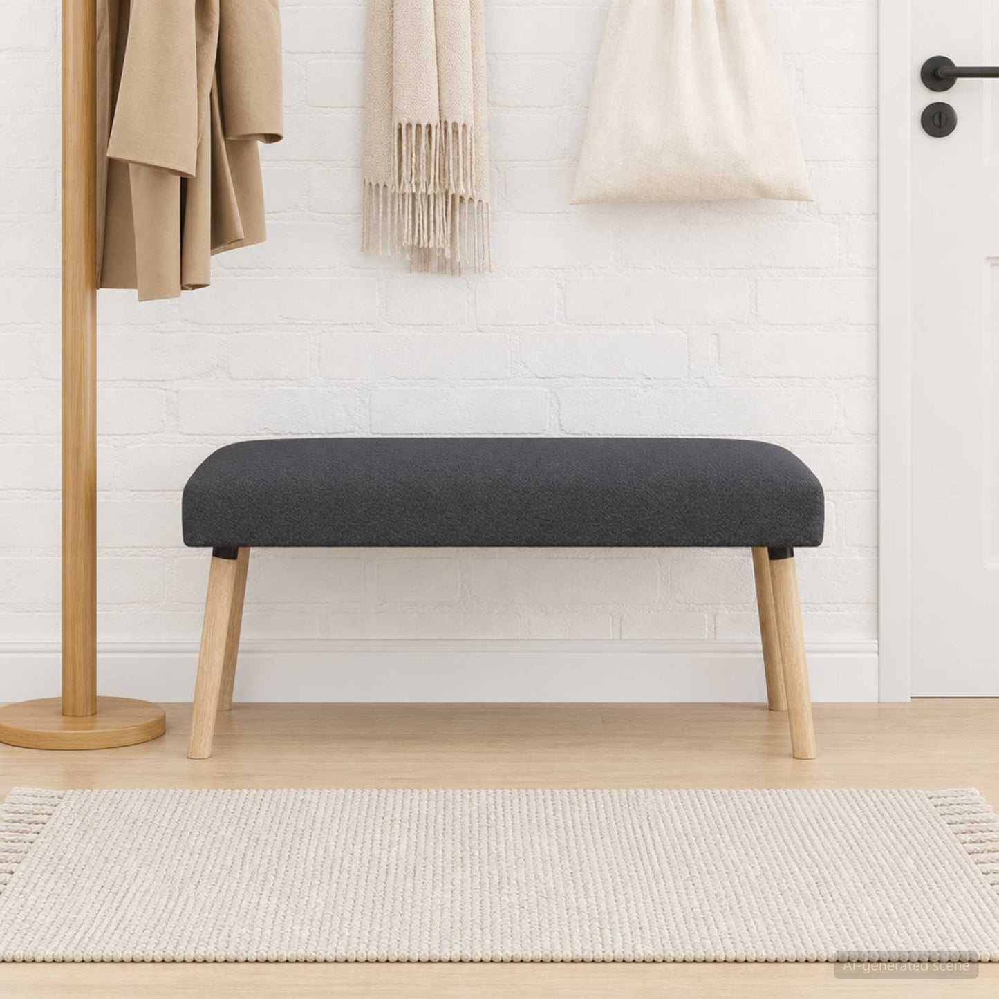 Bank Uni Dunkelgrau 110 x 40 x 46 cm Bouclé