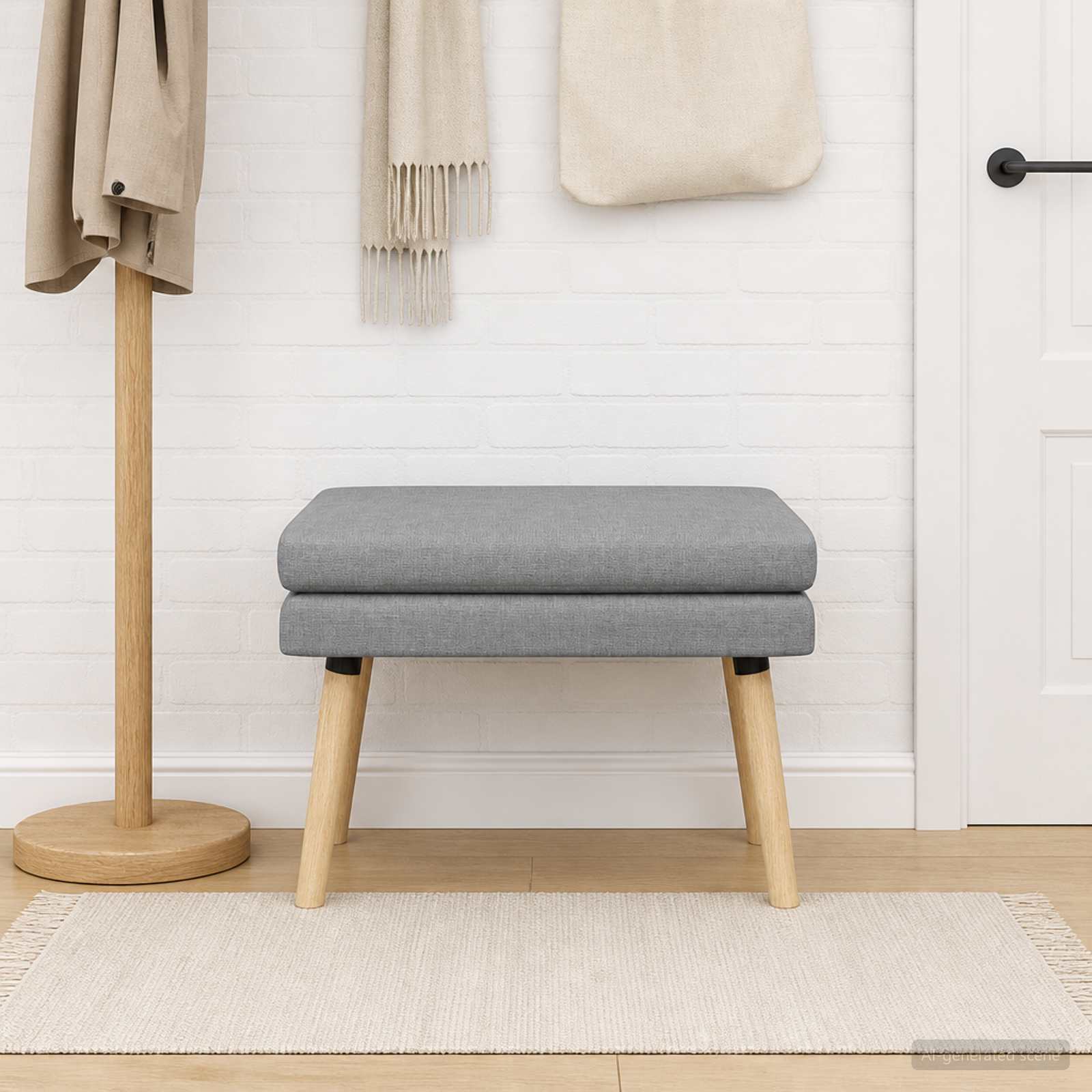 Doppellagige Bank Hellgrau 60 x 40 x 46 cm Stoff
