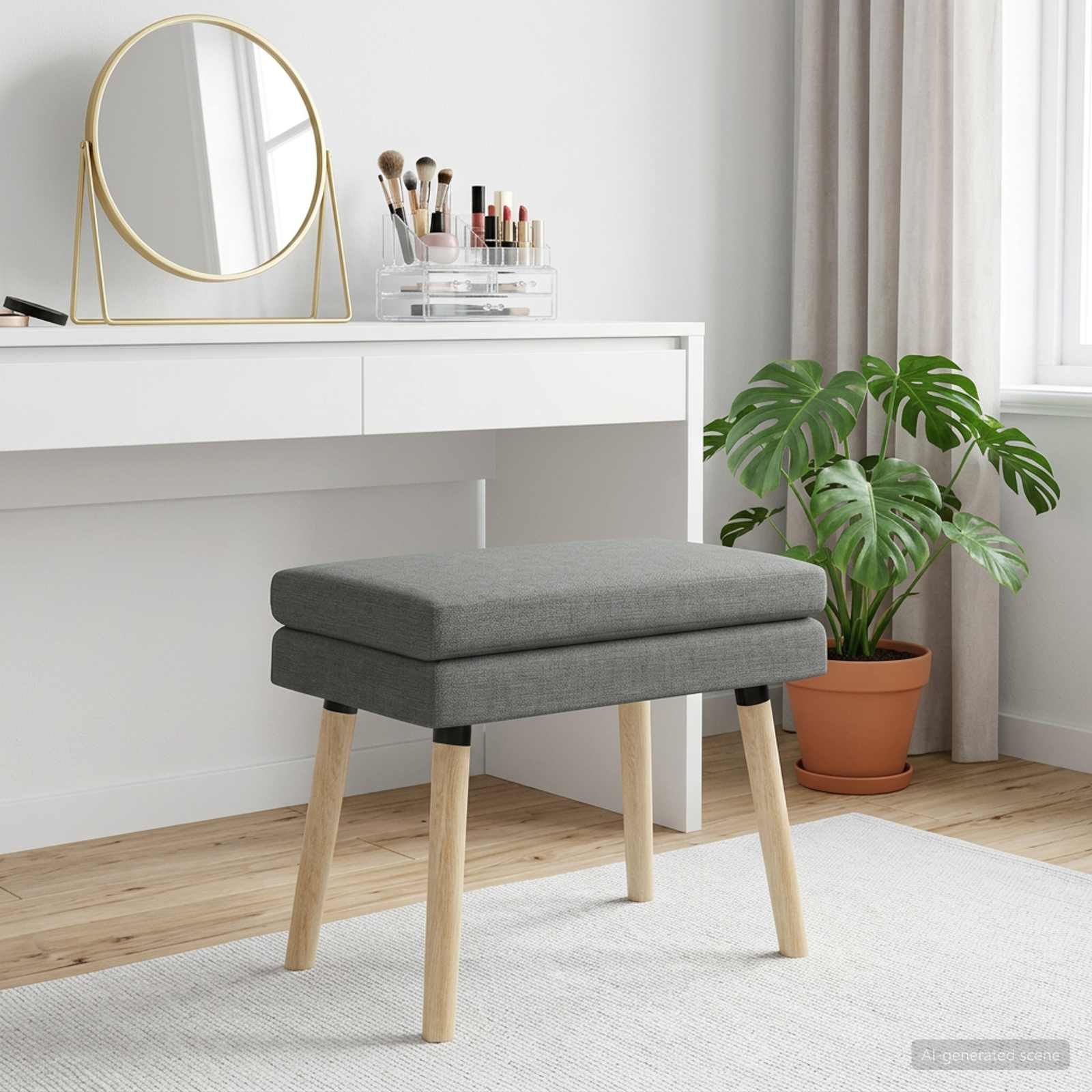 Doppellagige Bank Dunkelgrau 60 x 40 x 46 cm Stoff