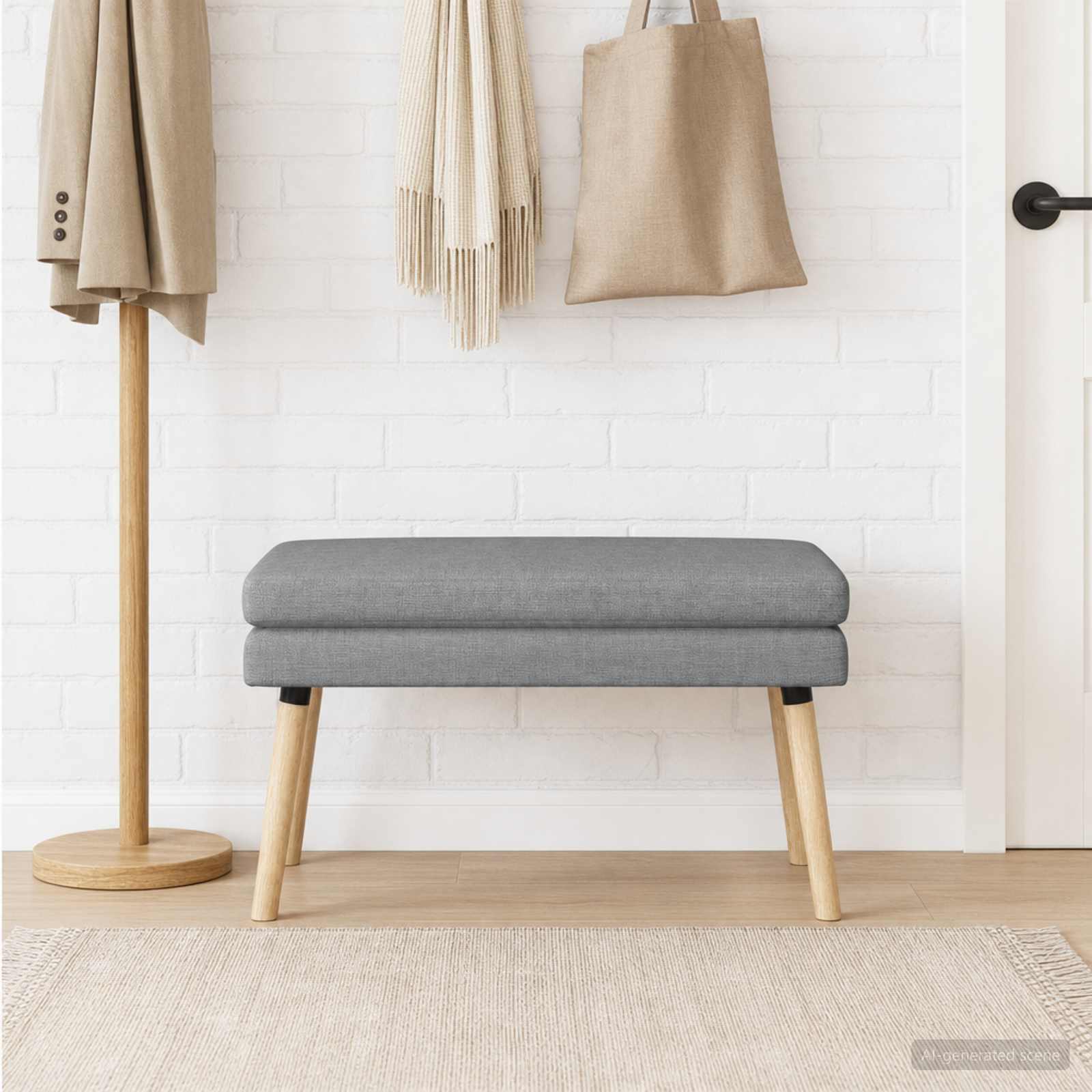 Doppellagige Bank Hellgrau 80 x 40 x 47 cm Stoff
