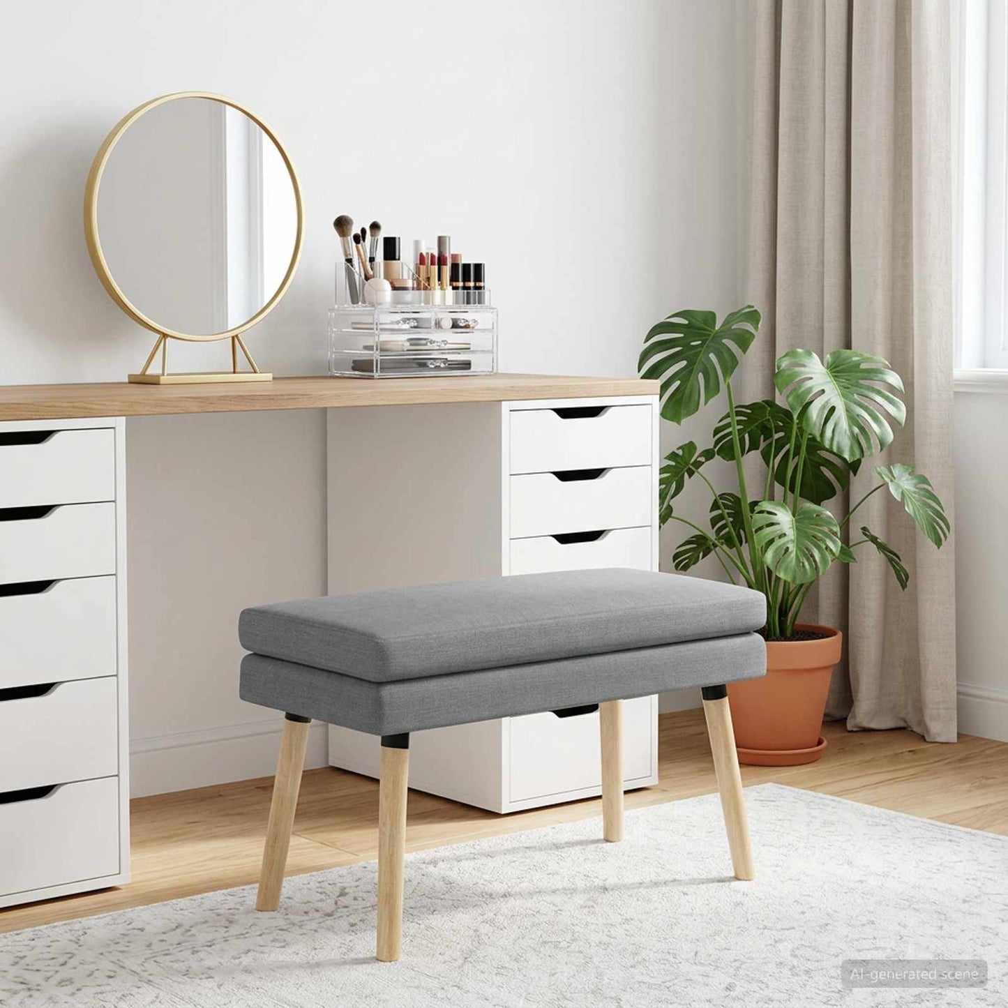 Doppellagige Bank Hellgrau 80 x 40 x 47 cm Stoff