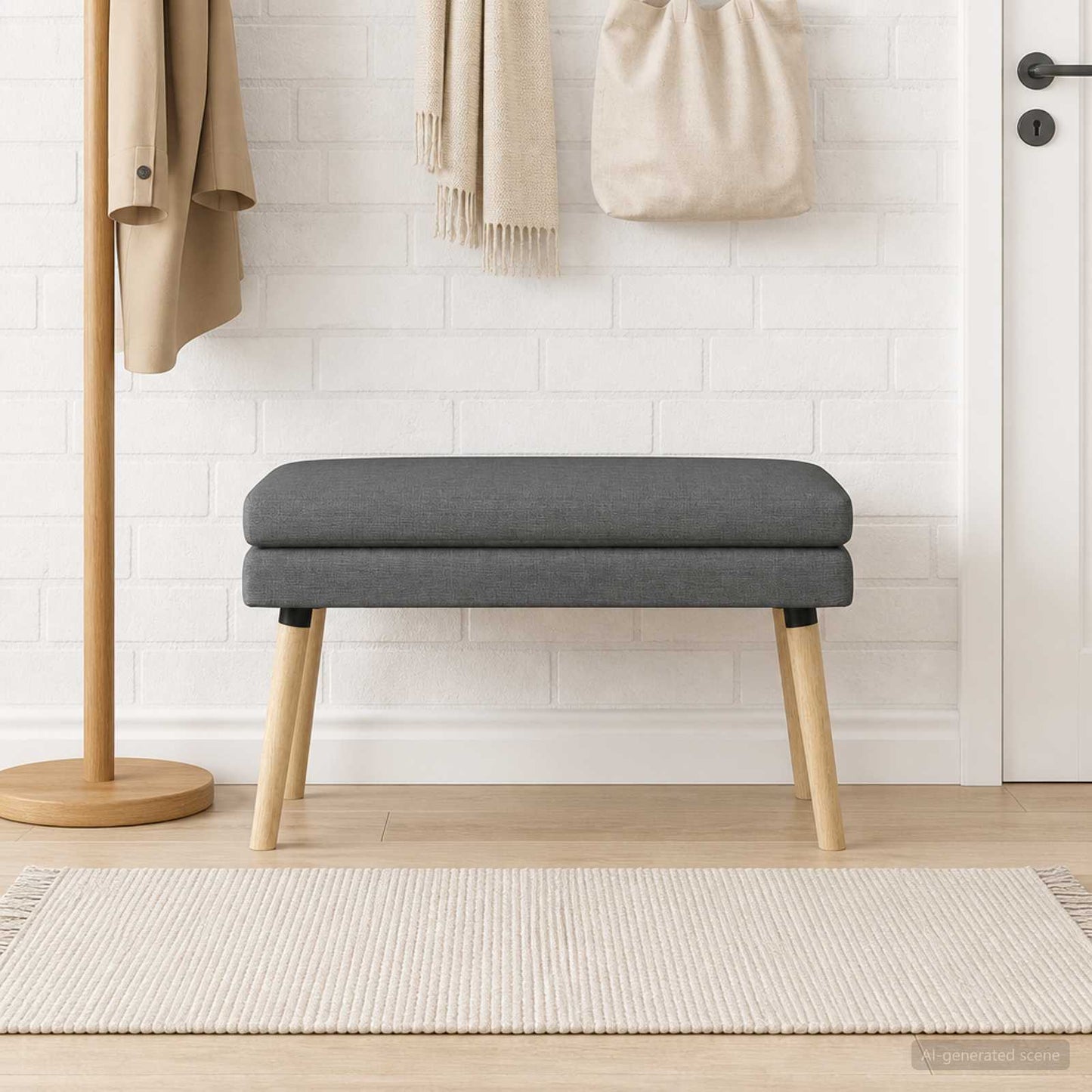 Doppellagige Bank Dunkelgrau 80 x 40 x 47 cm Stoff