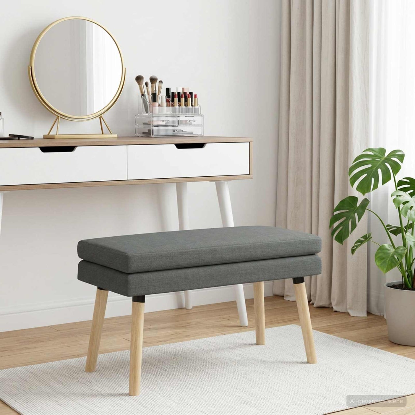 Doppellagige Bank Dunkelgrau 80 x 40 x 47 cm Stoff