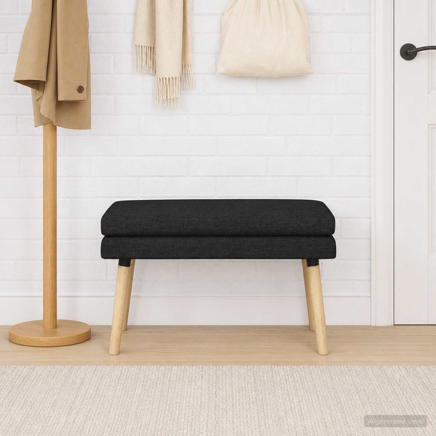 Doppellagige Bank Schwarz 80 x 40 x 47 cm Stoff