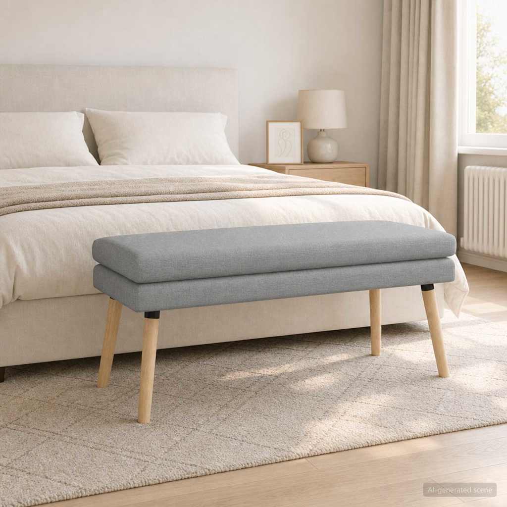 Doppellagige Bank Hellgrau 110 x 40 x 47 cm Stoff