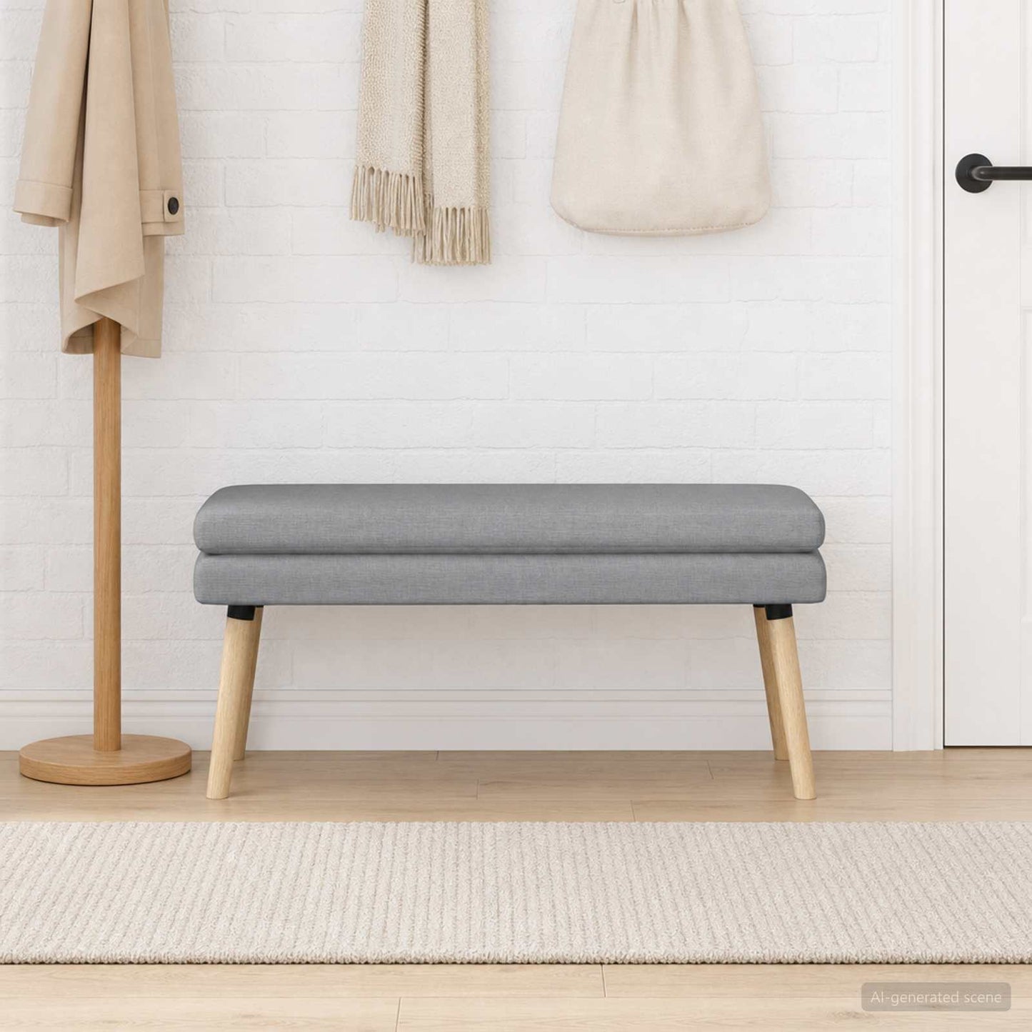 Doppellagige Bank Hellgrau 110 x 40 x 47 cm Stoff