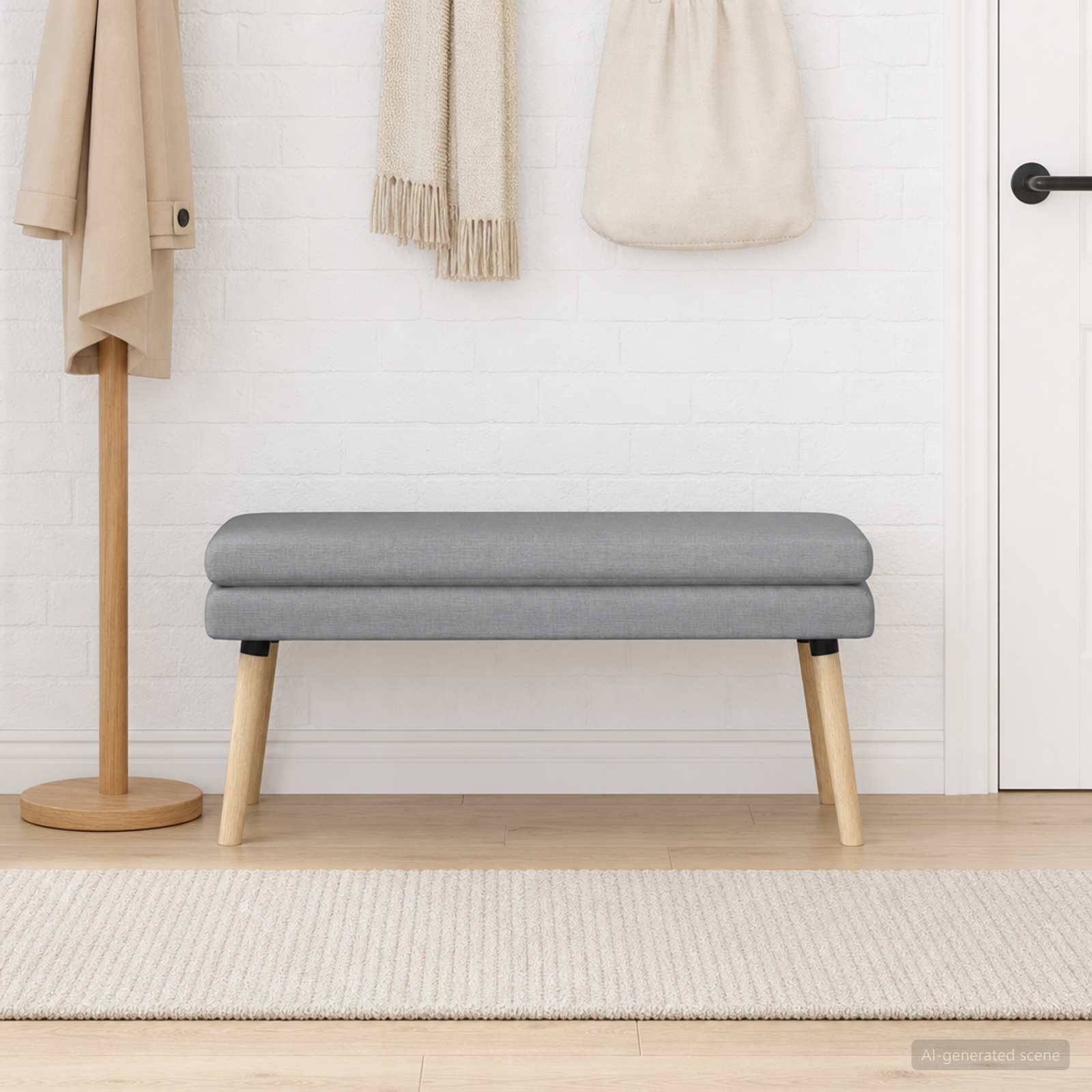 Doppellagige Bank Hellgrau 110 x 40 x 47 cm Stoff