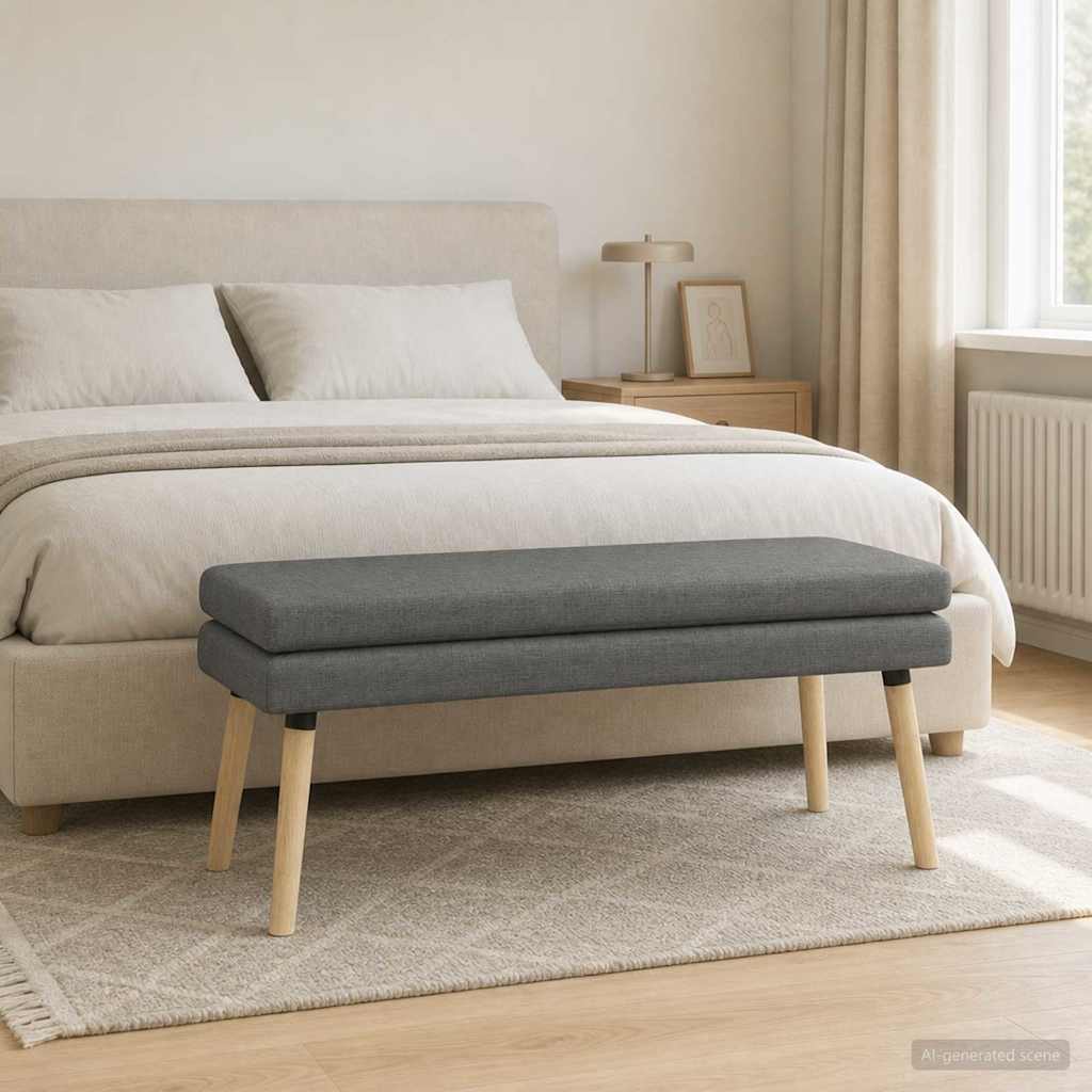 Doppellagige Bank Dunkelgrau 110 x 40 x 47 cm Stoff