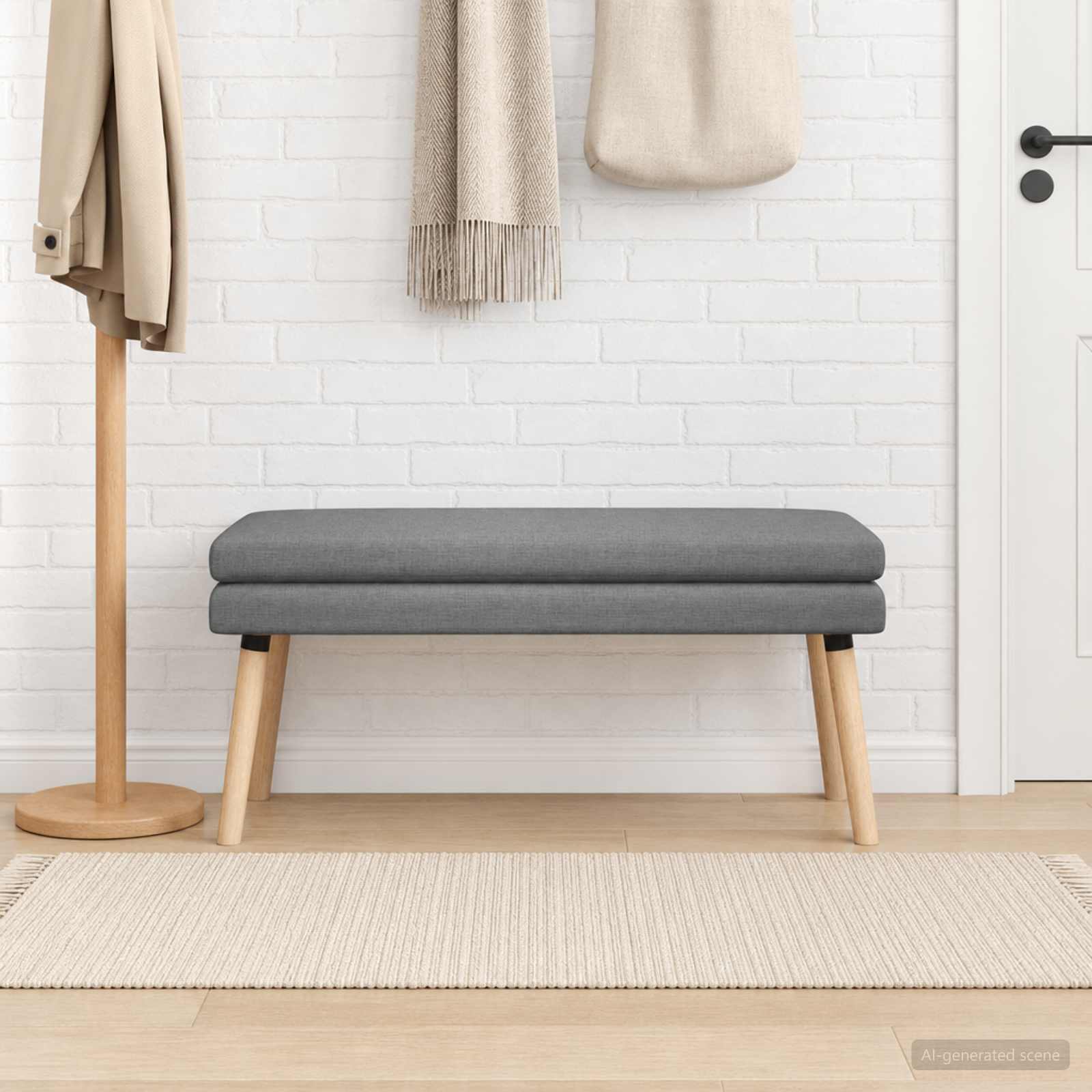 Doppellagige Bank Dunkelgrau 110 x 40 x 47 cm Stoff