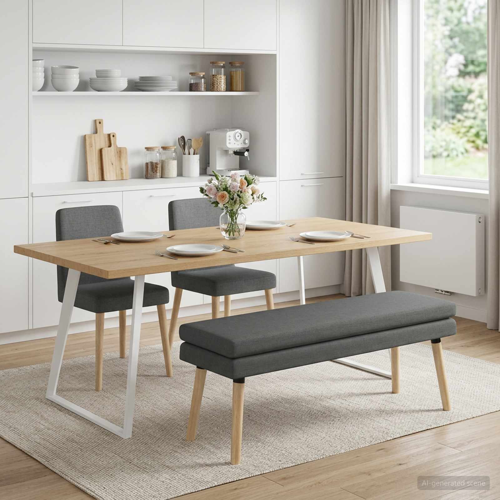 Doppellagige Bank Dunkelgrau 110 x 40 x 47 cm Stoff