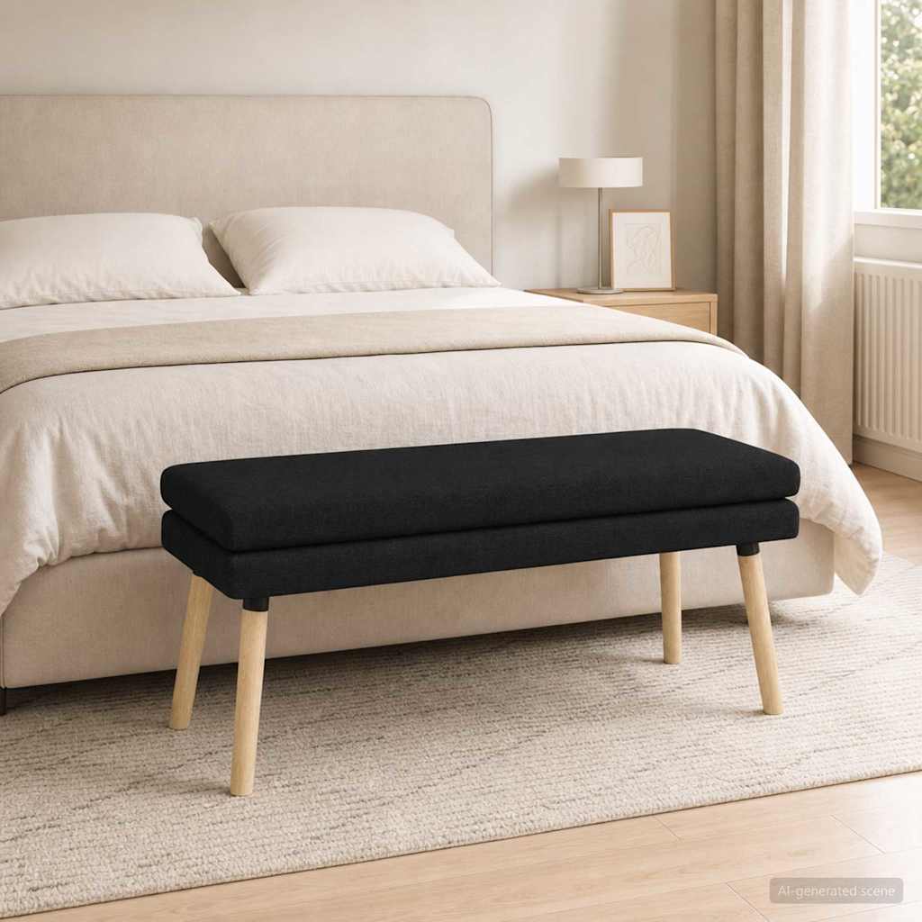 Doppellagige Bank Schwarz 110 x 40 x 47 cm Stoff