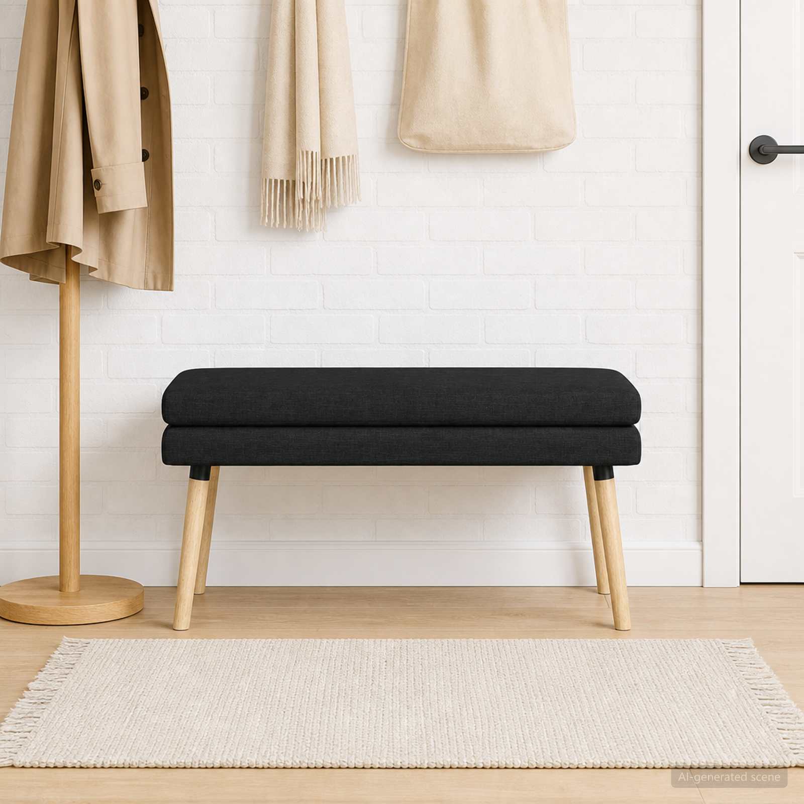 Doppellagige Bank Schwarz 110 x 40 x 47 cm Stoff
