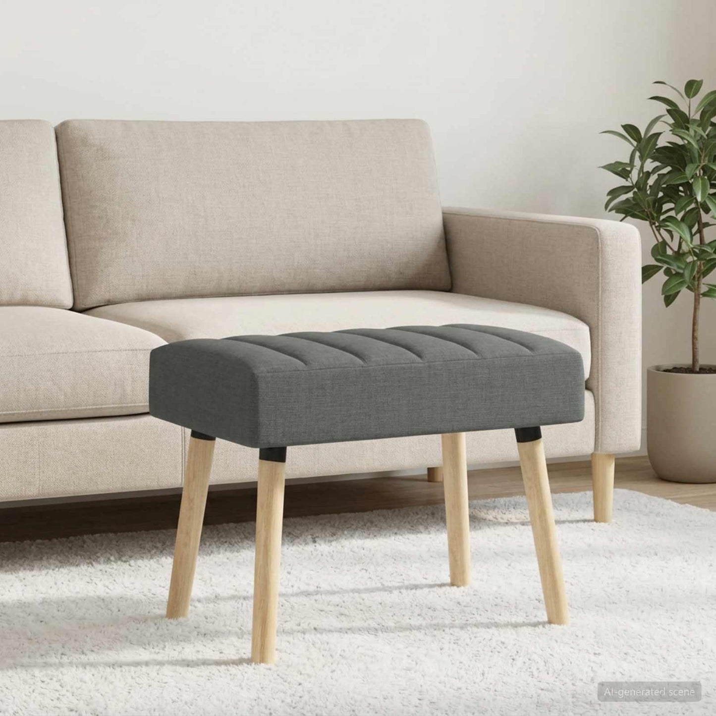 Kanalgepolsterte Bank Dunkelgrau 60 x 40 x 45 cm Stoff