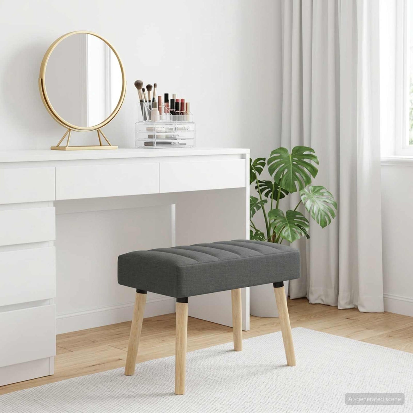 Kanalgepolsterte Bank Dunkelgrau 60 x 40 x 45 cm Stoff