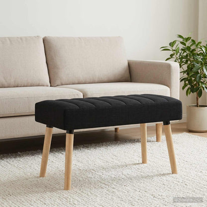 Kanalgepolsterte Bank Schwarz 80 x 40 x 46 cm Stoff