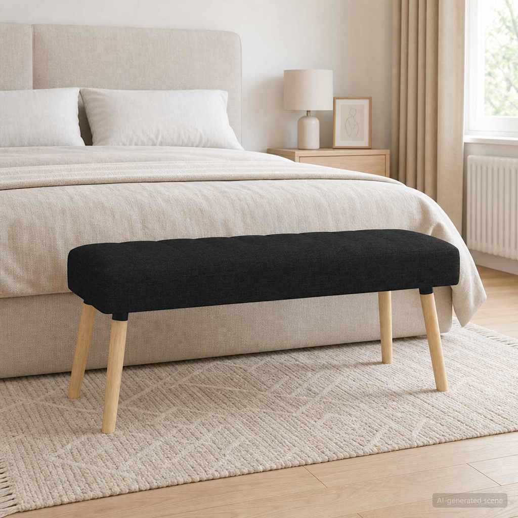 Kanalgepolsterte Bank Schwarz 110 x 40 x 46 cm Stoff