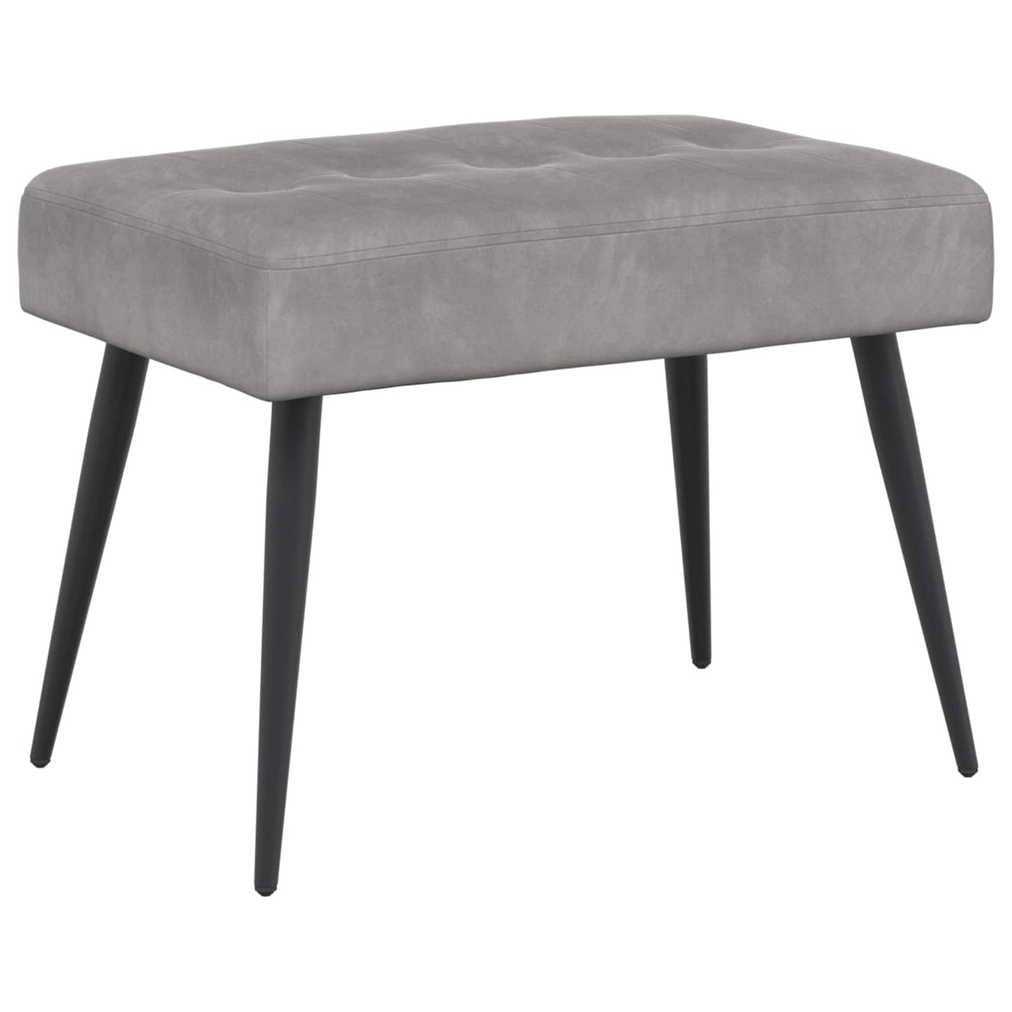 Bank mit Knopfheftung Hellgrau 60 x 40 x 45 cm Samt