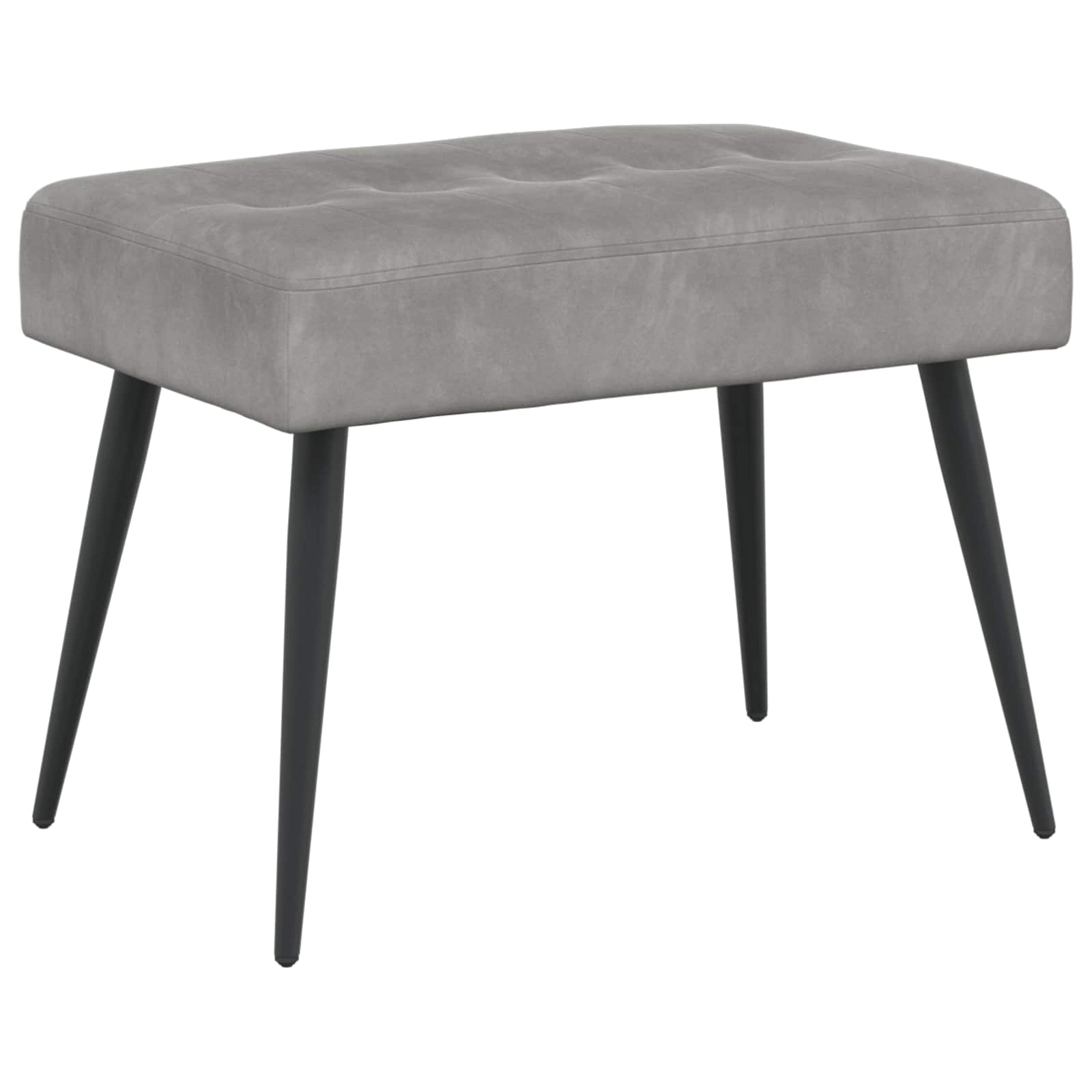 Bank mit Knopfheftung Hellgrau 60 x 40 x 45 cm Samt