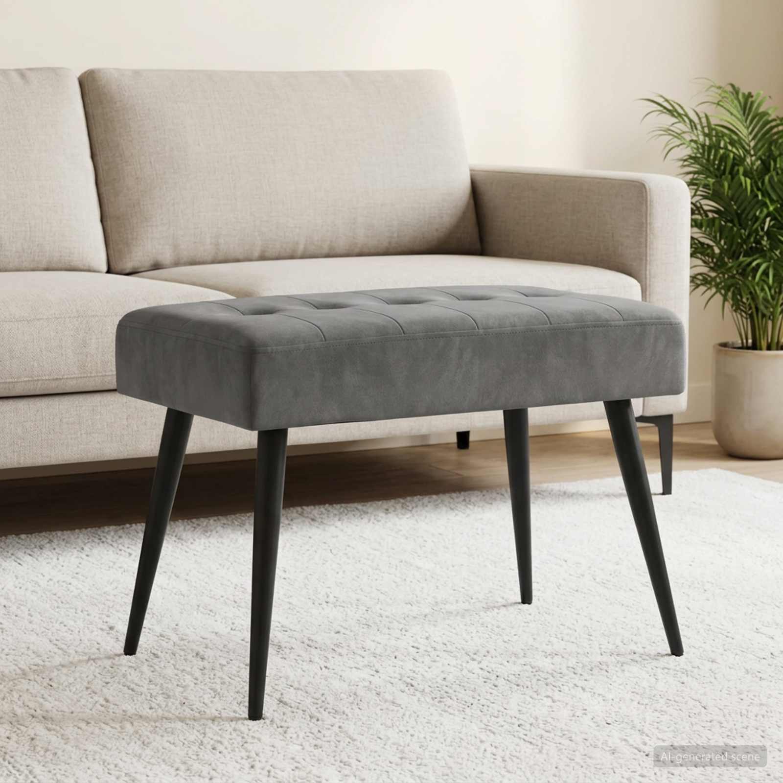Bank mit Knopfheftung Dunkelgrau 60 x 40 x 45 cm Samt