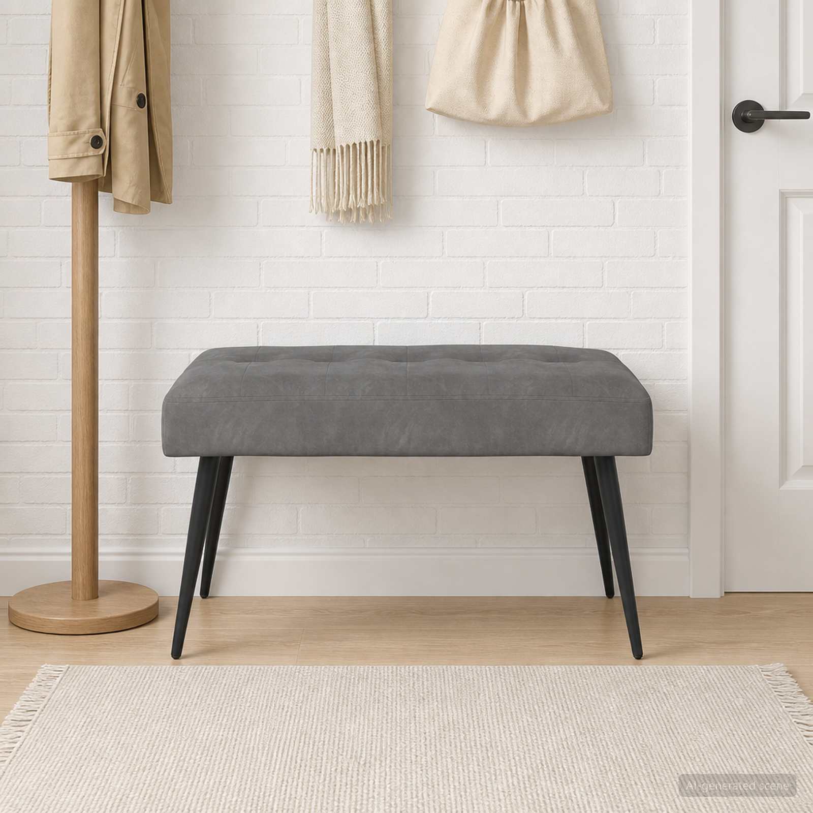 Bank mit Knopfheftung Dunkelgrau 80 x 40 x 46 cm Samt