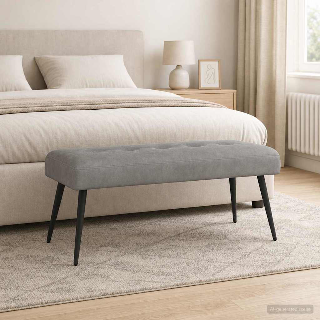 Bank mit Knopfheftung Hellgrau 110 x 40 x 46 cm Samt