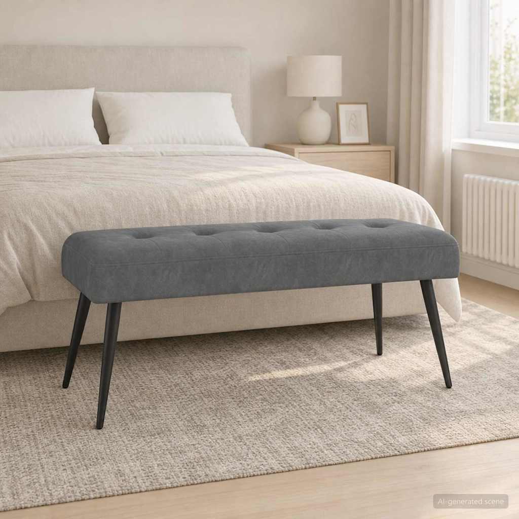 Bank mit Knopfheftung Dunkelgrau 110 x 40 x 46 cm Samt