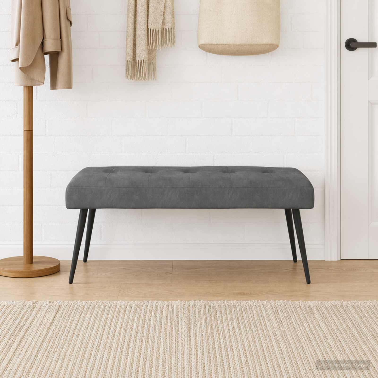 Bank mit Knopfheftung Dunkelgrau 110 x 40 x 46 cm Samt