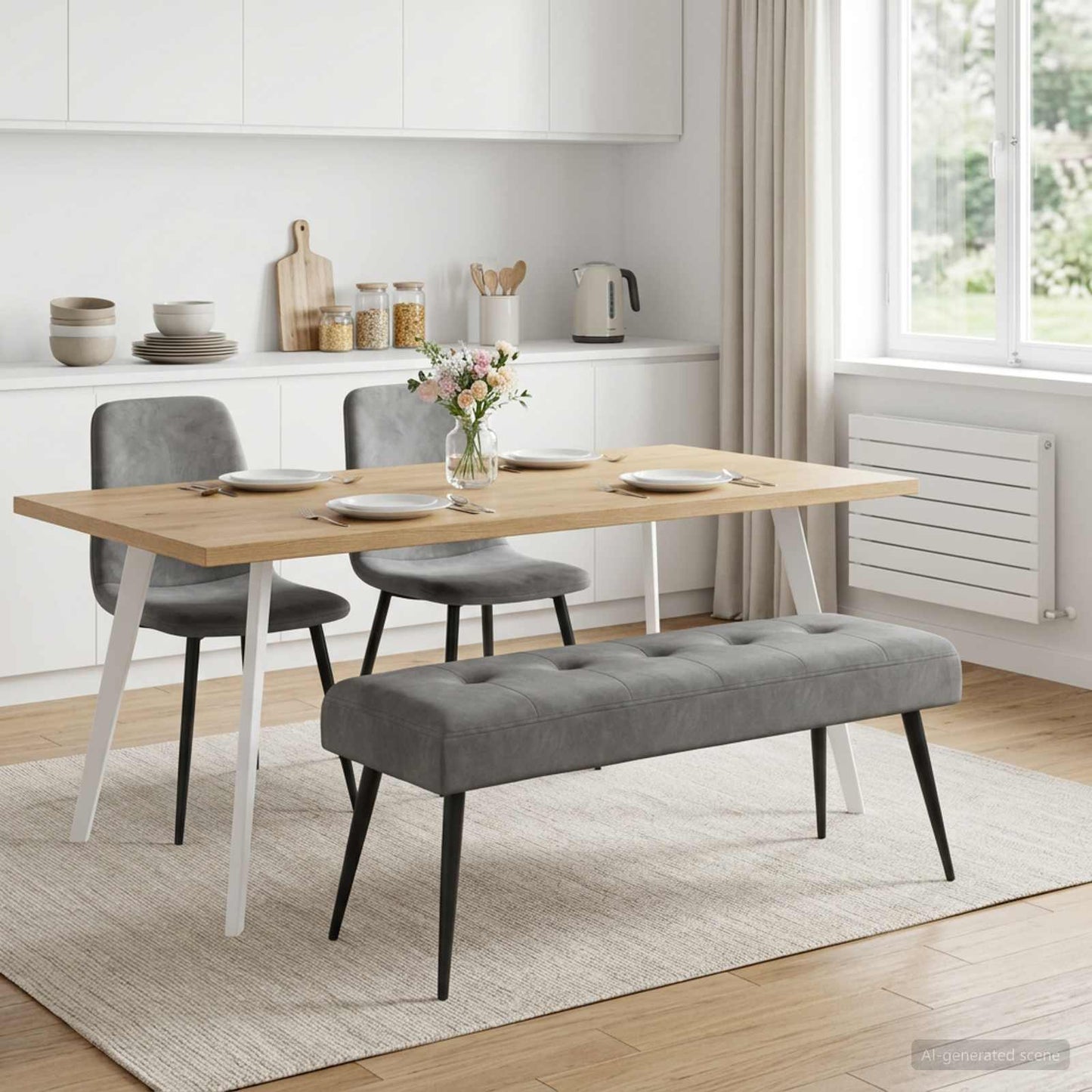 Bank mit Knopfheftung Dunkelgrau 110 x 40 x 46 cm Samt