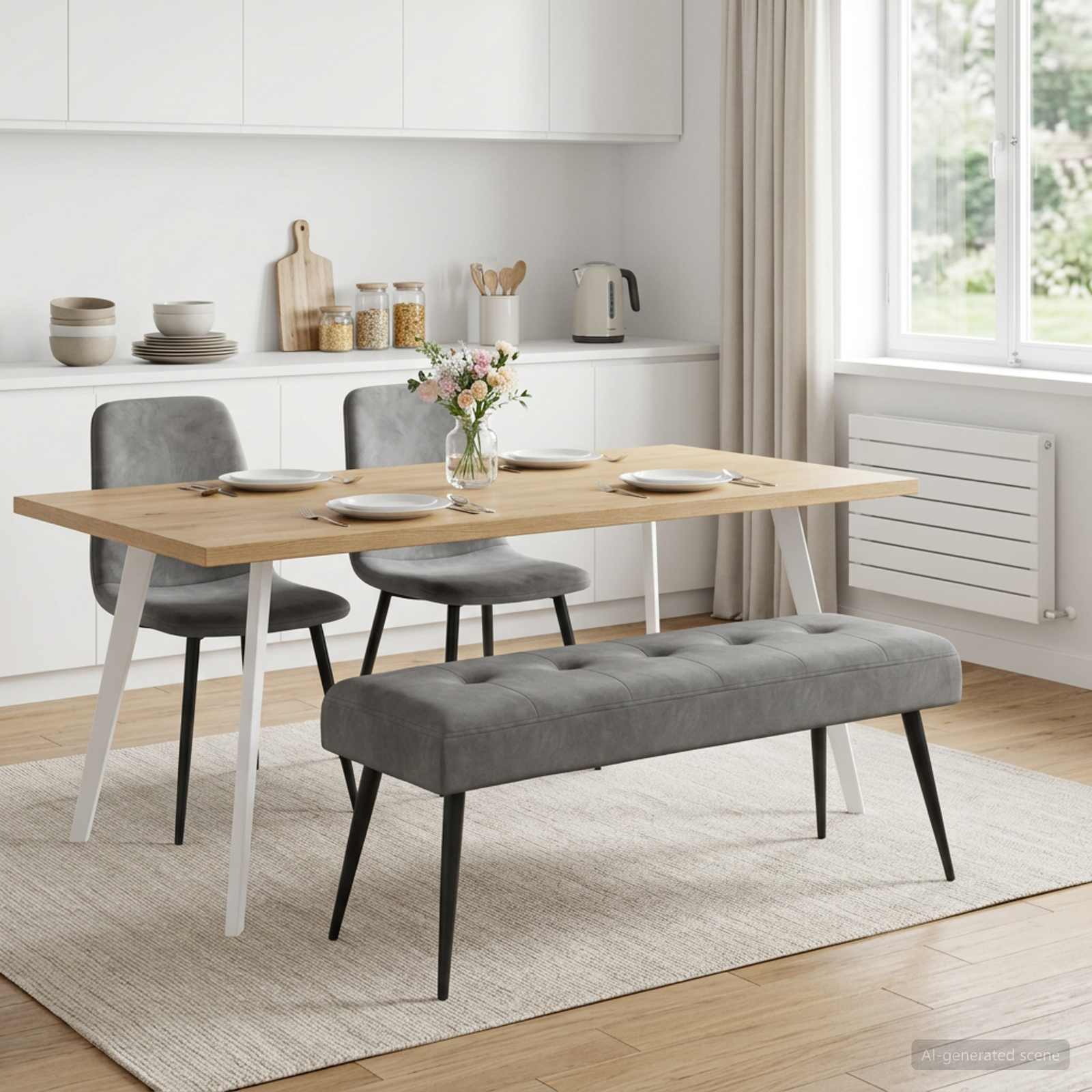 Bank mit Knopfheftung Dunkelgrau 110 x 40 x 46 cm Samt