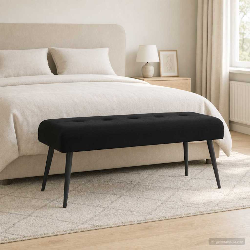 Bank mit Knopfheftung Schwarz 110 x 40 x 46 cm Samt