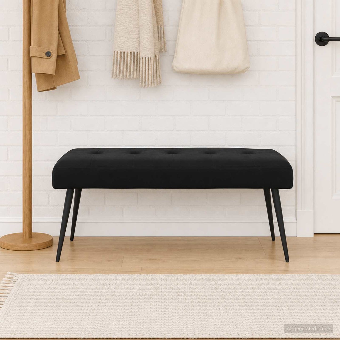 Bank mit Knopfheftung Schwarz 110 x 40 x 46 cm Samt
