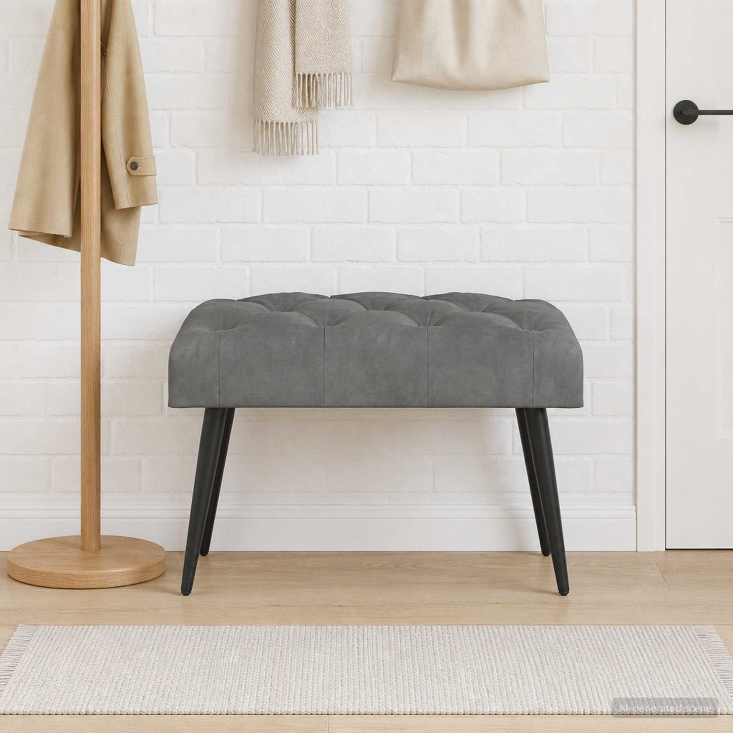 Bank mit Knopfheftung Dunkelgrau 60 x 40 x 45 cm Samt