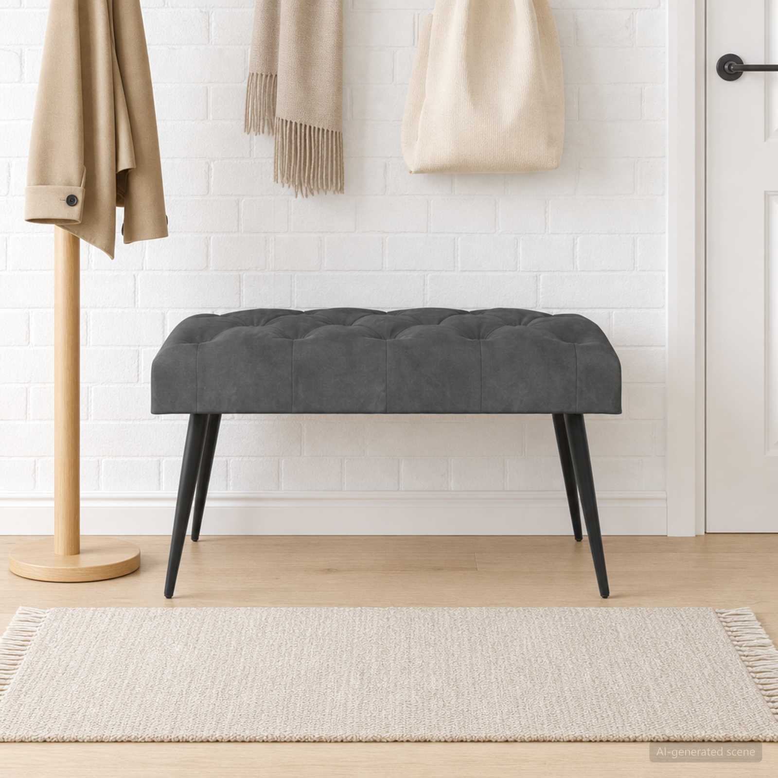 Bank mit Knopfheftung Dunkelgrau 80 x 40 x 46 cm Samt