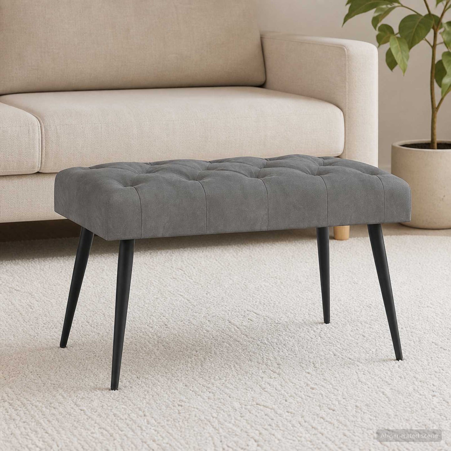 Bank mit Knopfheftung Dunkelgrau 80 x 40 x 46 cm Samt