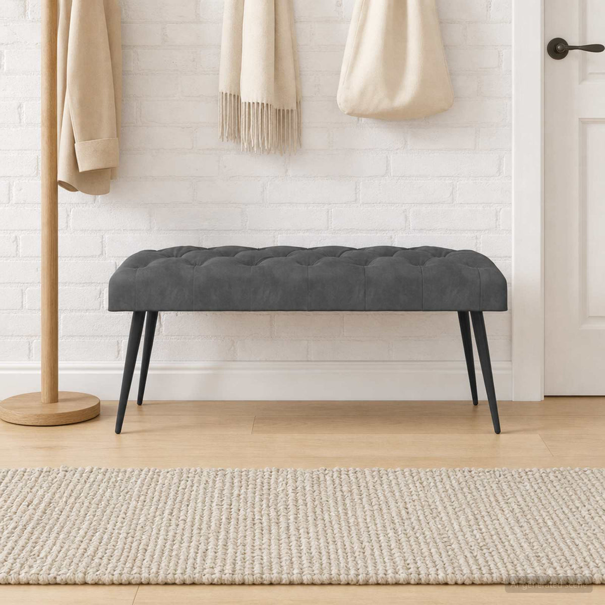 Bank mit Knopfheftung Dunkelgrau 110 x 40 x 46 cm Samt