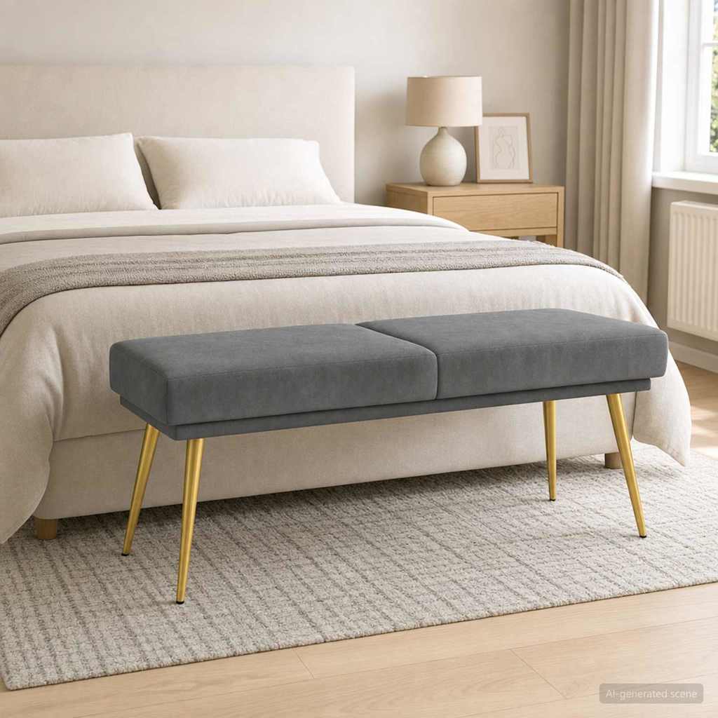 Doppellagige Bank Dunkelgrau 120 x 45 x 46 cm Samt