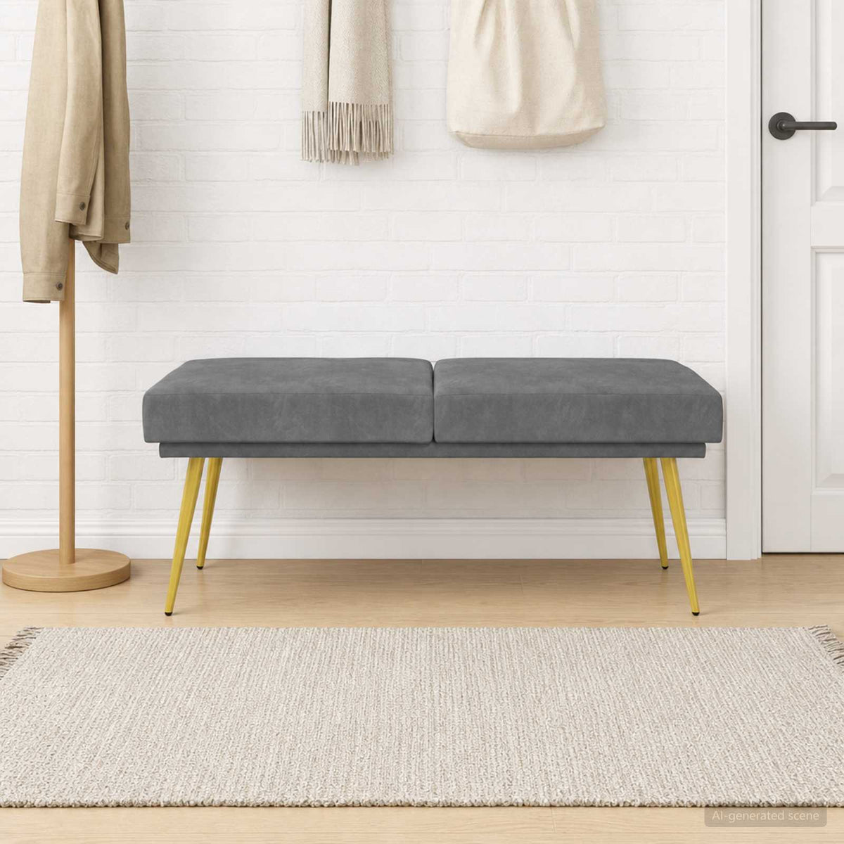 Doppellagige Bank Dunkelgrau 120 x 45 x 46 cm Samt