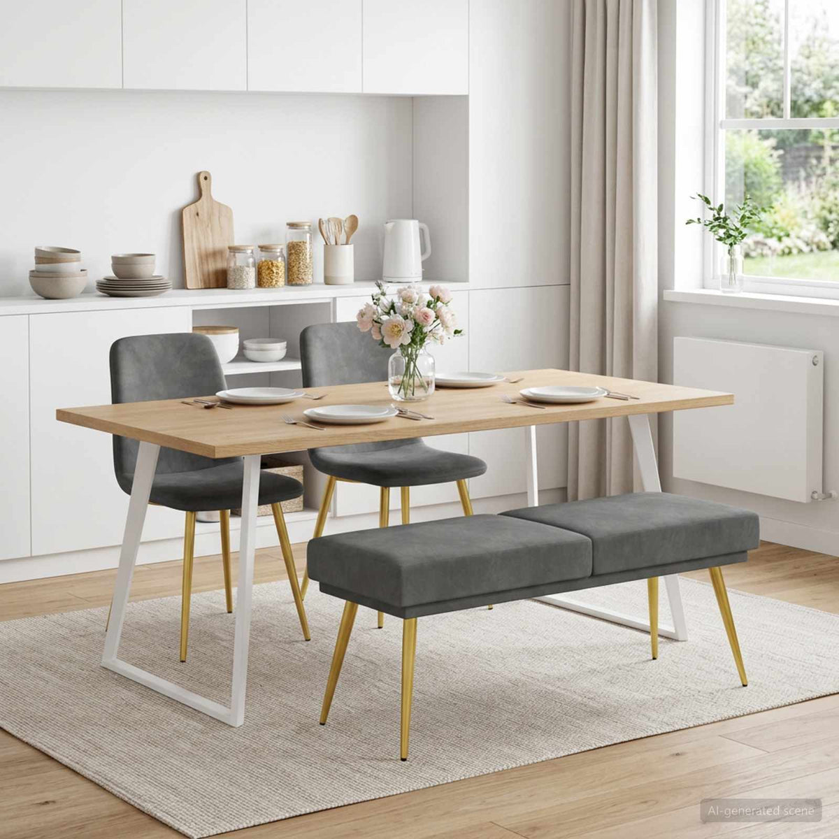Doppellagige Bank Dunkelgrau 120 x 45 x 46 cm Samt