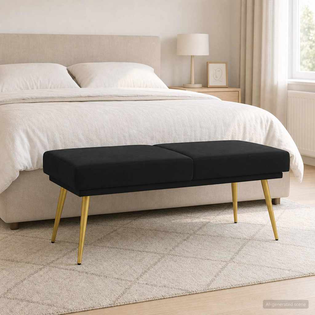 Doppellagige Bank Schwarz 120 x 45 x 46 cm Samt