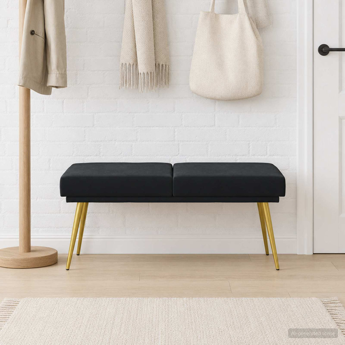 Doppellagige Bank Schwarz 120 x 45 x 46 cm Samt