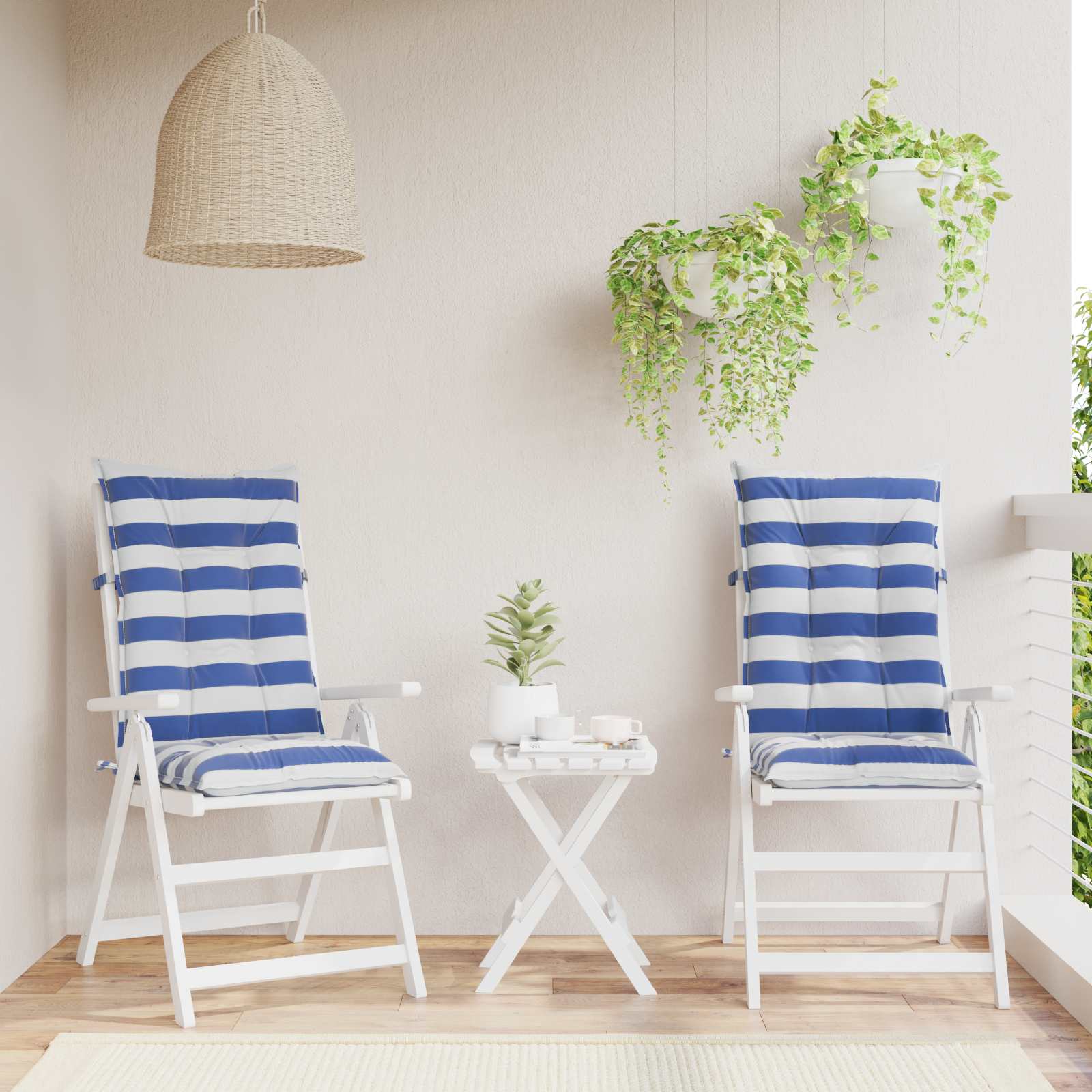 Outdoor-Kissen 2 stk. Stoff Blau und Weiß 120 x 50 x 7 cm