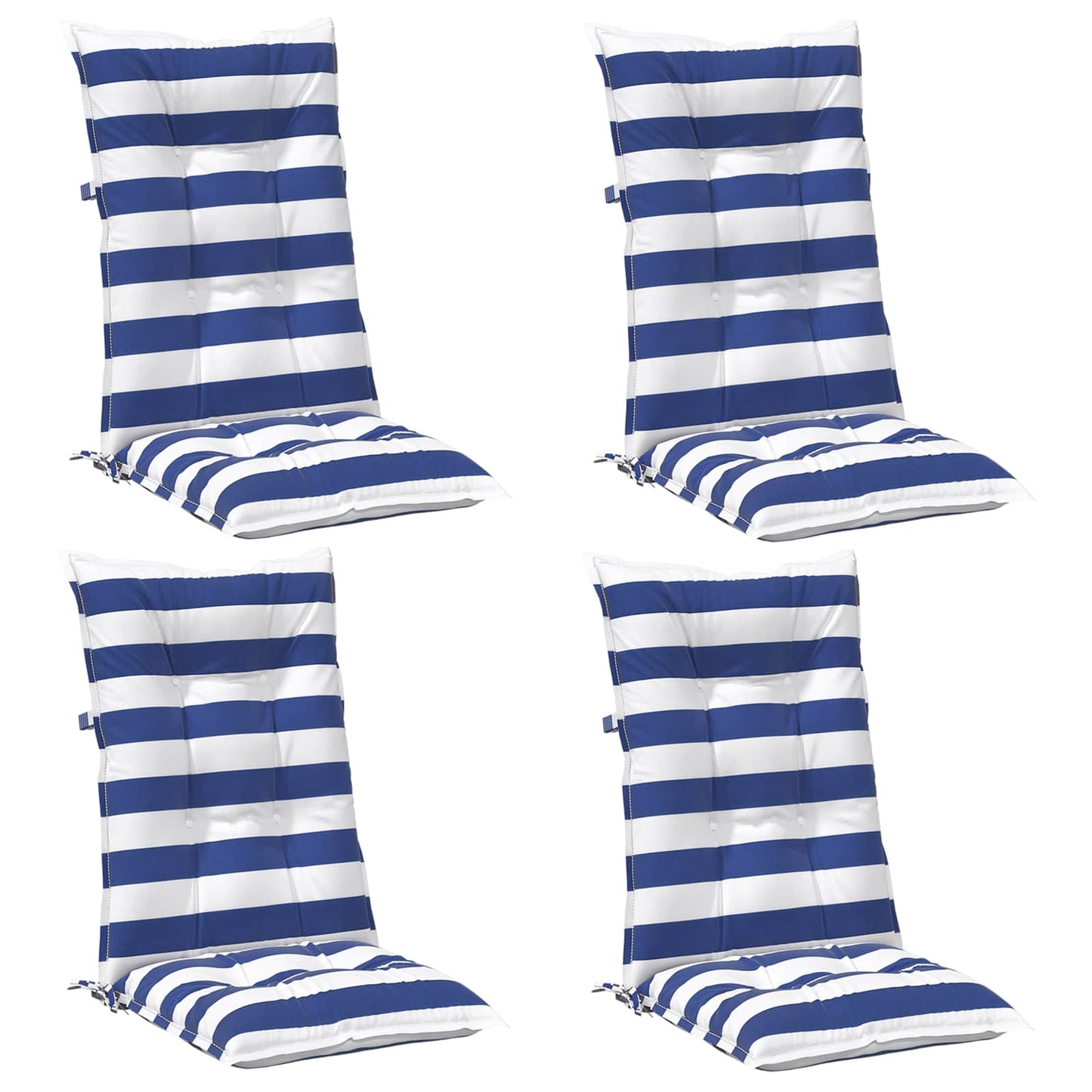 Outdoor-Kissen 4 stk. Stoff Blau und Weiß 120 x 50 x 7 cm