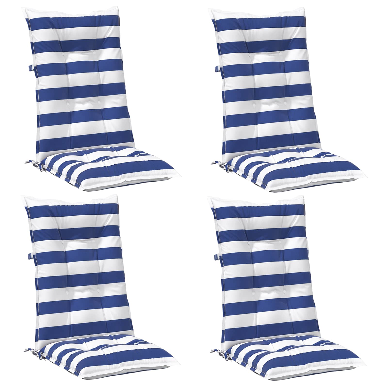 Outdoor-Kissen 4 stk. Stoff Blau und Weiß 120 x 50 x 7 cm