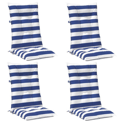 Outdoor-Kissen 4 stk. Stoff Blau und Weiß 120 x 50 x 7 cm