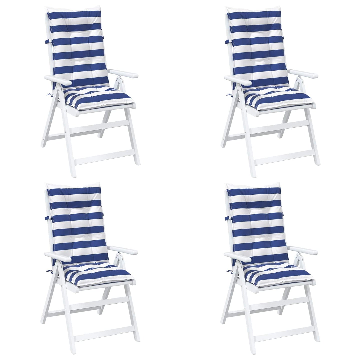 Outdoor-Kissen 4 stk. Stoff Blau und Weiß 120 x 50 x 7 cm