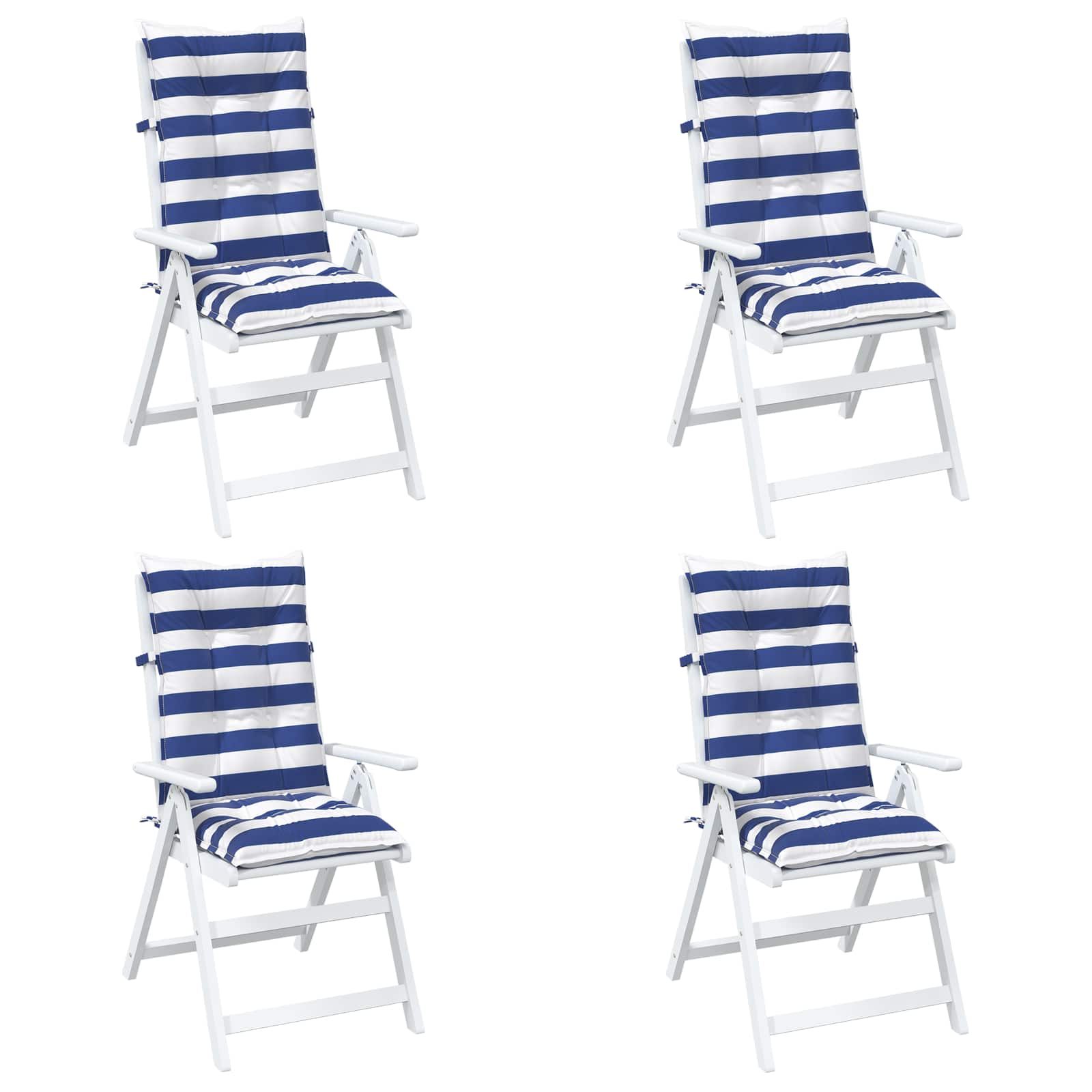 Outdoor-Kissen 4 stk. Stoff Blau und Weiß 120 x 50 x 7 cm